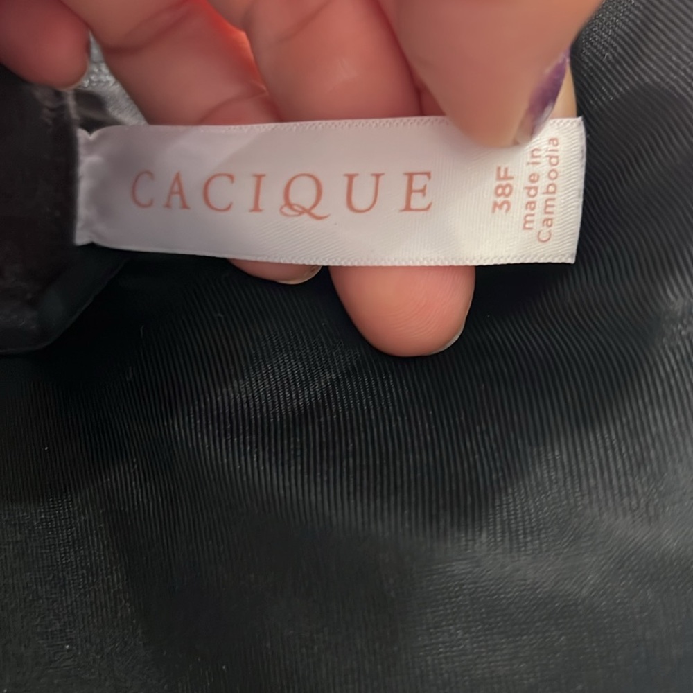 Cacique Black Supportive Bra 38F Smooth‎ Lightly Lined Balconette - Picture 3 of 4